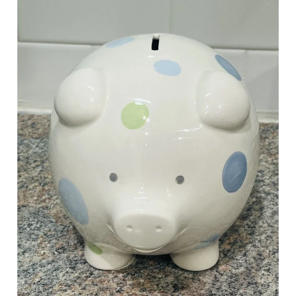 Polka Dot Ceramic Piggy Bank Multicolor Large Size